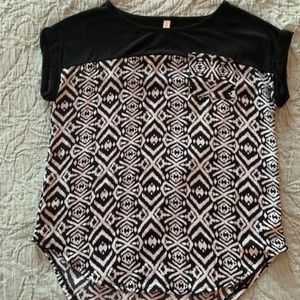 Xhilaration Tribal Print Black and White Shirt